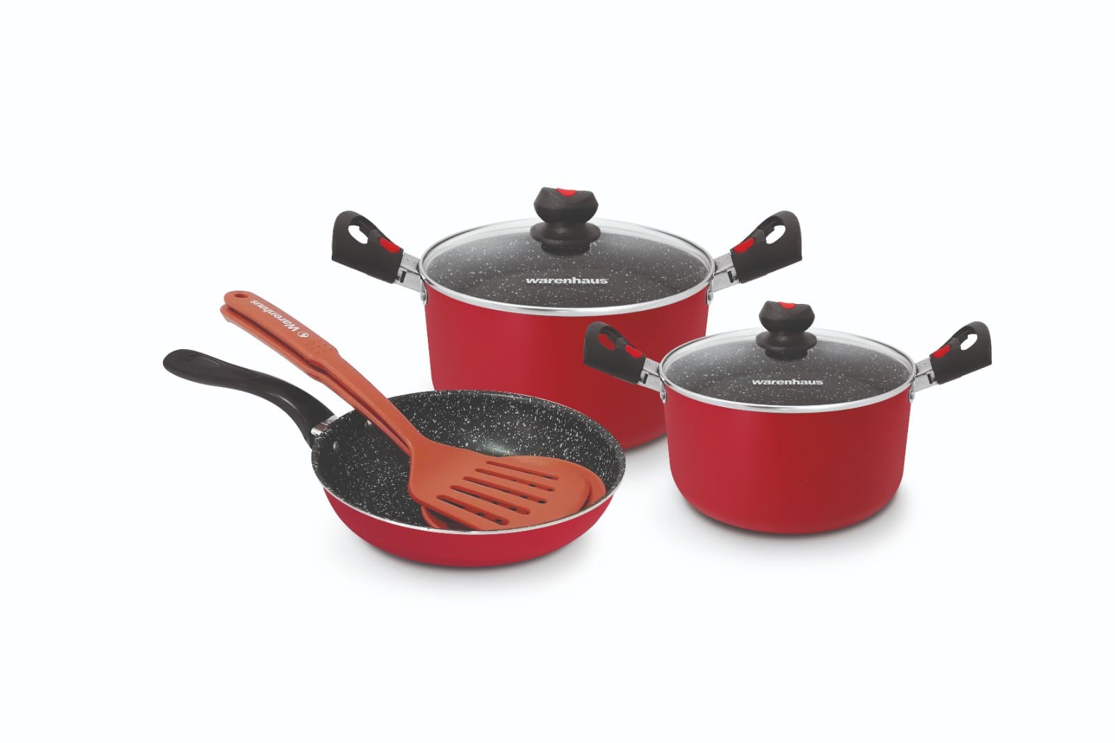 7861187912479 SET 7 PCS VITAL COLLECTION ROJO SARTEN DE 18,OLLA DE 18 -22CM,ESPATULA Y ESPUMADERA