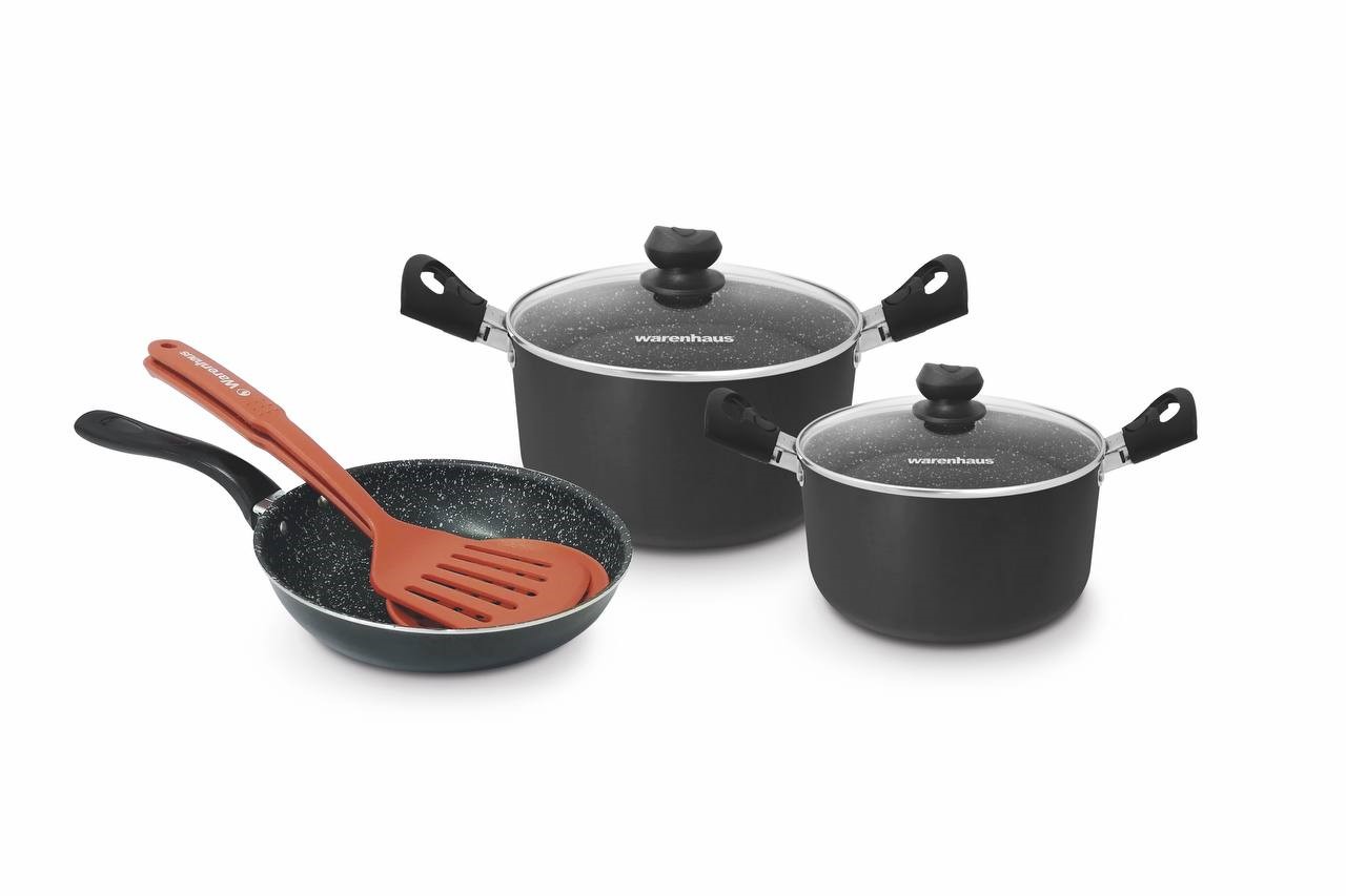 7861187912486 SET 7 PCS VITAL COLLECTION NEGRO SARTEN DE 18, OLLA  DE 18 -22 CM, ESPATULA Y ESPUMADERA