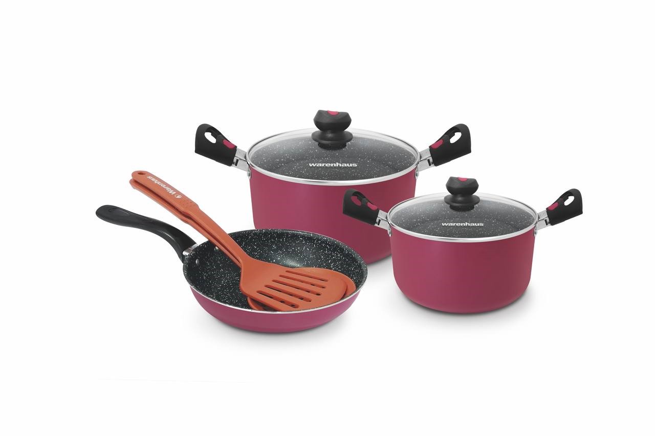 7861187912493 SET 7 PCS VITAL COLLECTION VINO SARTEN 18CM, OLLA 18-22CM, ESPATULA Y ESPUMADERA