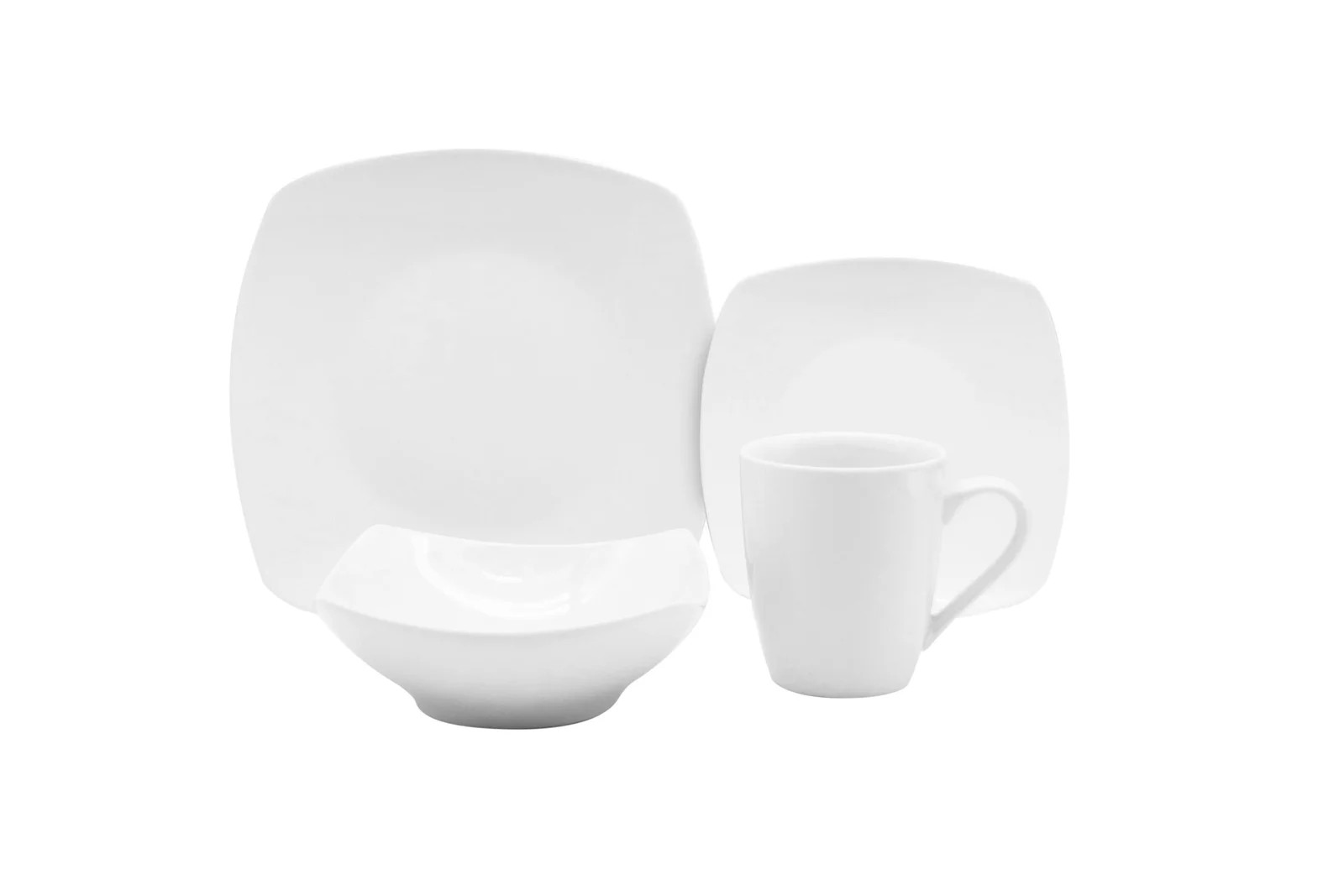 7862134631429 VAJILLA PORCELANA  CUADRADA BLANCA 16PCS WARENHAUS